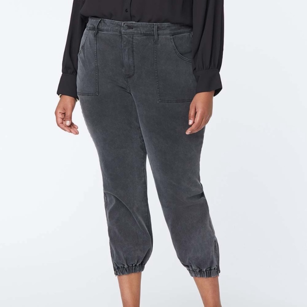 NYDJ Victorious Denim Joggers high rise cropped ankle zipper pants jeans 26